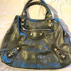 Beautiful leather gray Balenciaga Giant City bag/tote. Like motorcycle bag
